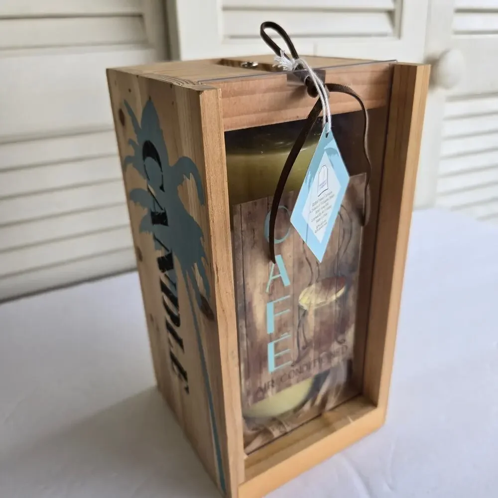Pillar Candle New in Crate Gift Box 60% Palm Oil 40% Parafin Wax Vintage 2004
